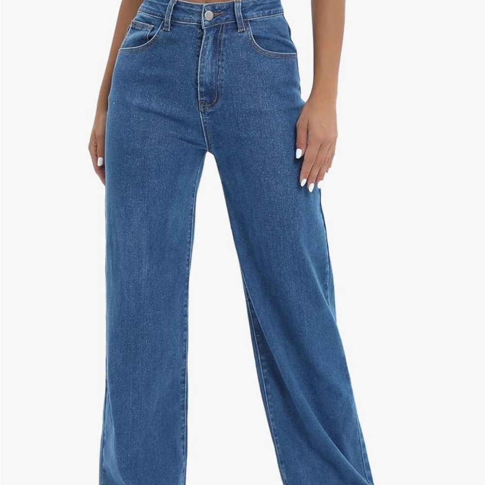 ETTELO High Waist Wide Leg Jeans Sz 8 – Flattering Straight Boyfriend Fit